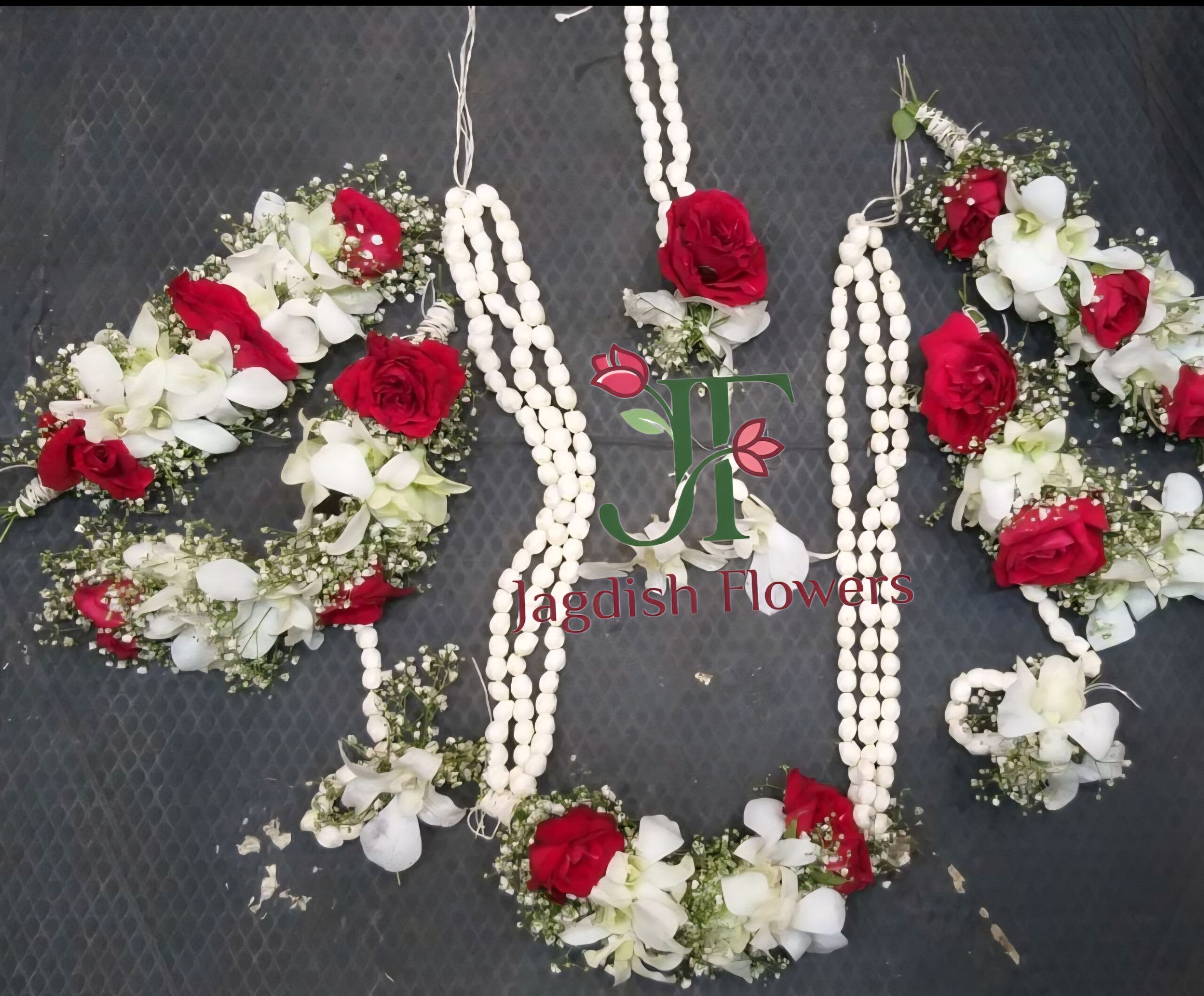 White rose floral jewellery for bridal and wedding function styling