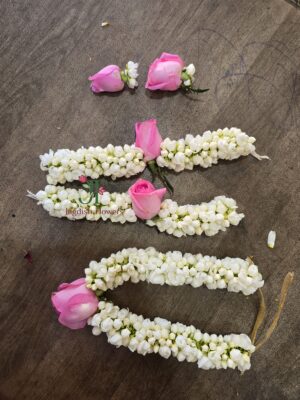 Pink rose floral jewellery for co bride and wedding functions
