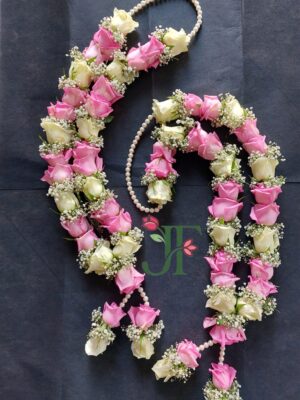Designer wedding mala with fresh flower arrangements for weddings