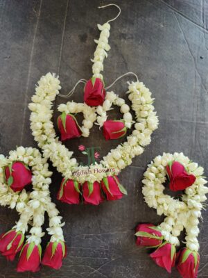 Red flower jewellery set for bridal and wedding occasions