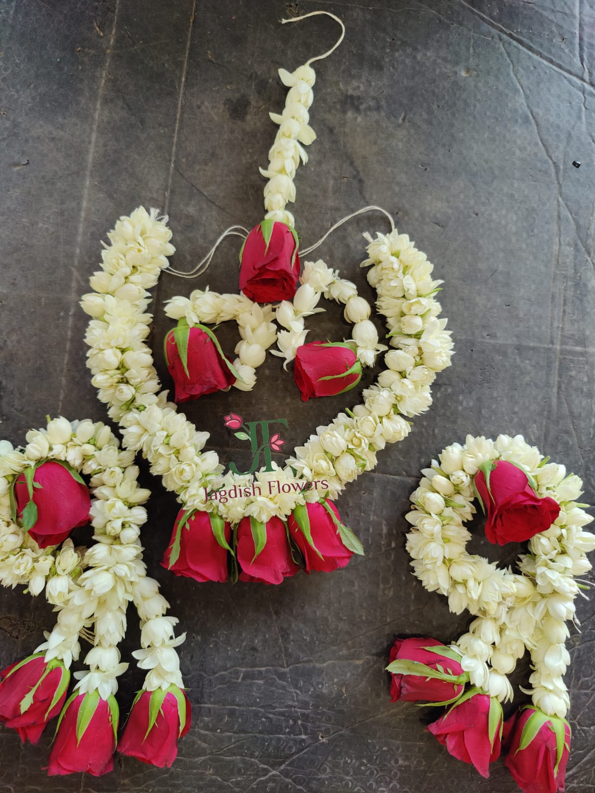 Red flower jewellery set for bridal and wedding occasions