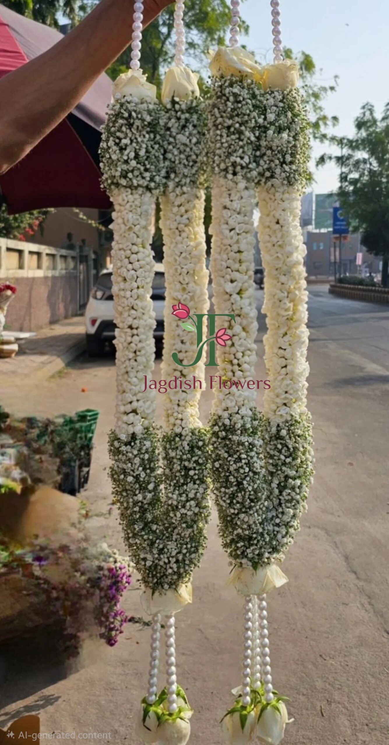 Traditional floral wedding haar with fresh roses for wedding rituals