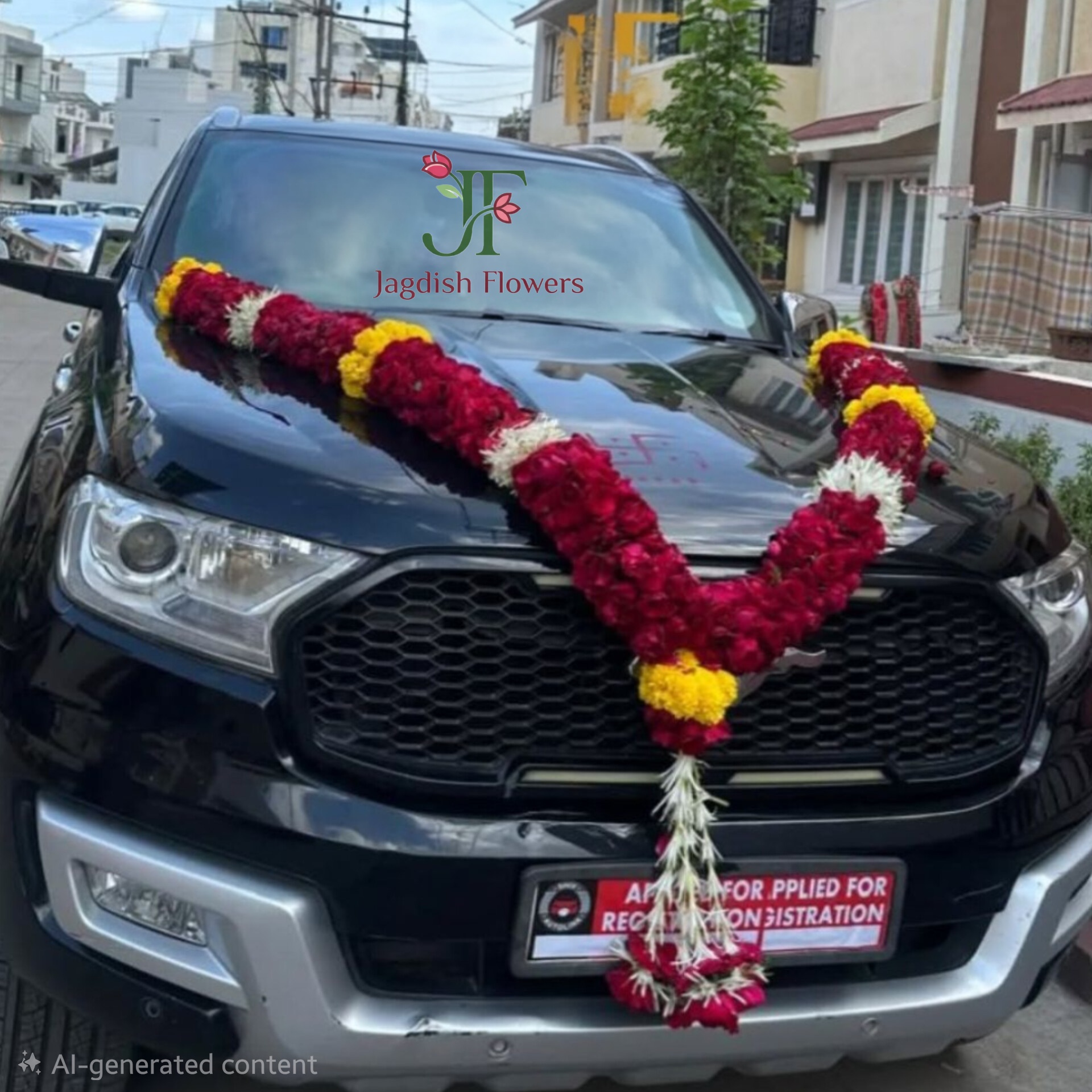 Customized big flower haar with fresh flowers for new car decoration