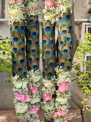 Luxury floral wedding mala with fresh flower arrangement