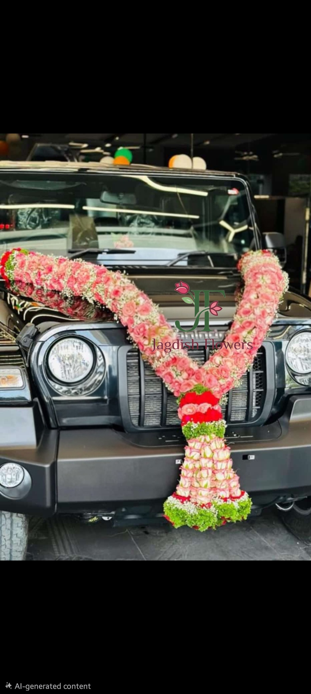 Royal fresh flower haar for new car decoration ceremony