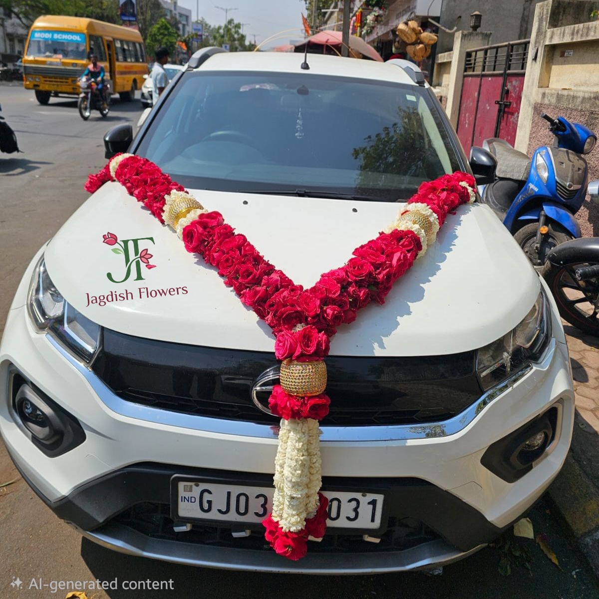 Luxury floral garland for new car delivery ceremony