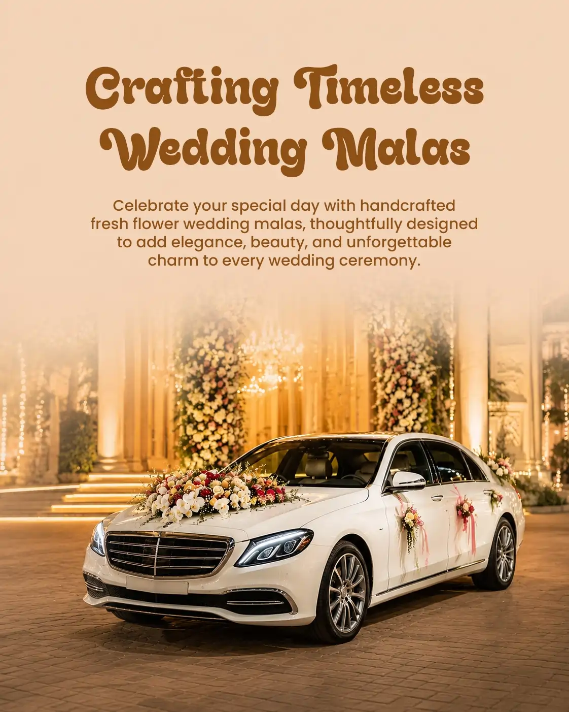 Luxury wedding car decoration with fresh flowers in Rajkot by Jagdish Flowers