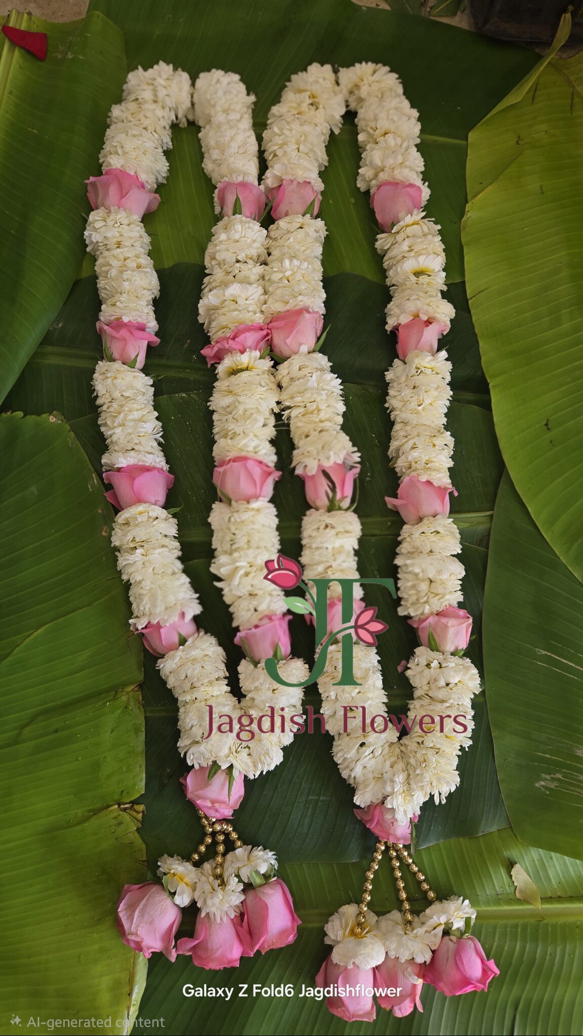 Luxury white and pink rose bridal wedding mala set with fresh handcrafted floral design for weddings in Rajkot.