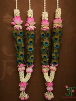 Premium Tagar, lotus flower, and Morpichh wedding mala for bride and groom ceremony in Rajkot