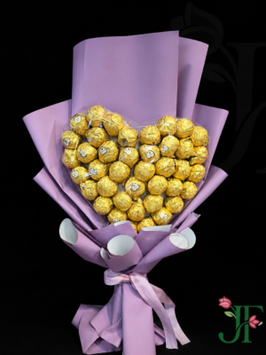 Premium Ferrero Rocher chocolate bouquet with elegant wrapping and ribbon for gifting in Rajkot