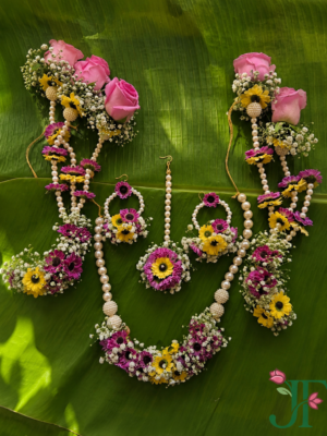 Dark Perpal , Yellow Bottam and Pink Rose Flowers with Gypsophila ornament at Jagdish Flowers