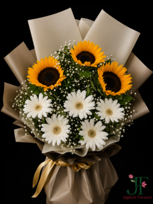 Premium Original Sunflower Bouquet with Golden Wrapping for Special Occasions Rajkot