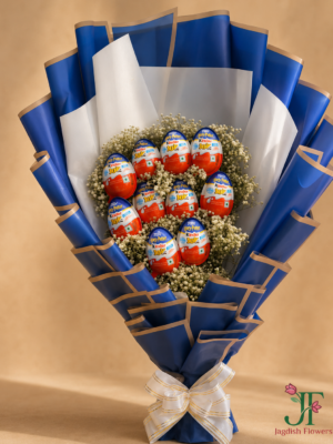 Kinder Joy Chocolate with Gypsophila Bouquet at Jagdish Flowers