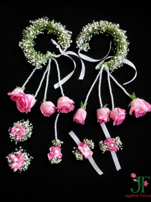Elegant White Gypsophila Pink Rose Wedding Ornament Rajkot
